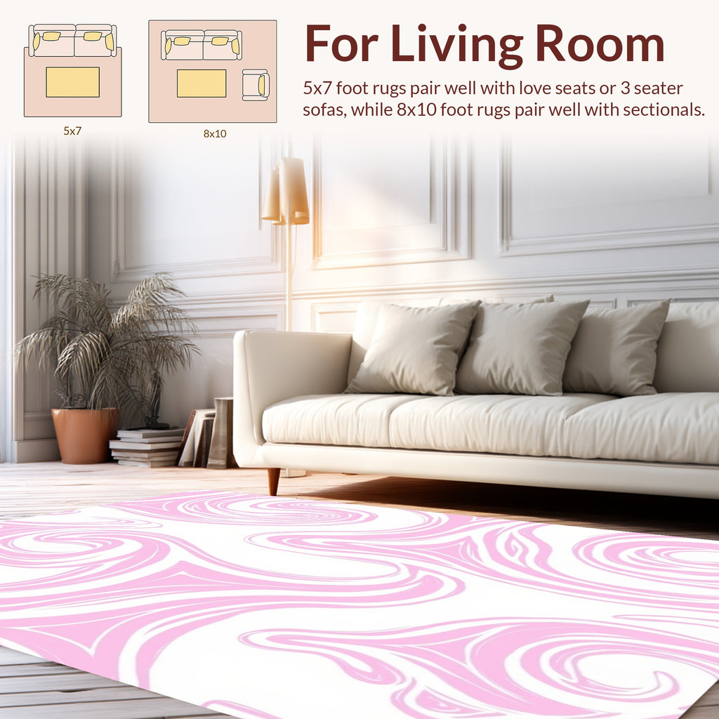 Soft Pink Swirl Pattern Design Rug