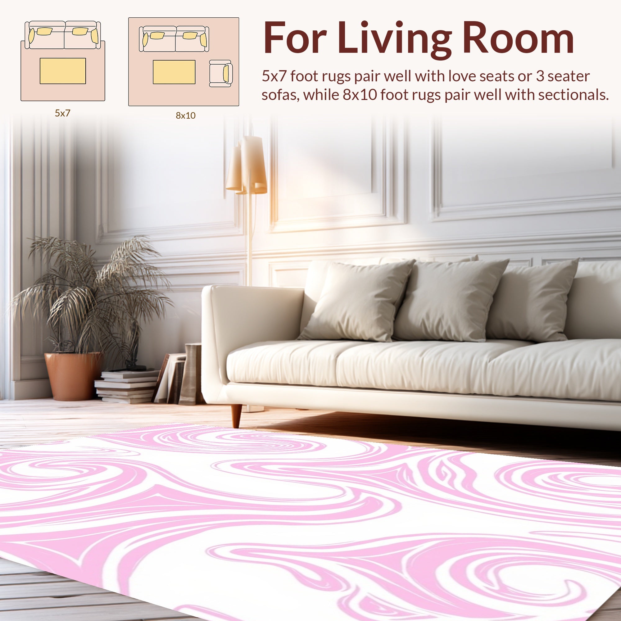 Soft Pink Swirl Pattern Design Rug