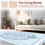 Elegant Blue Laurel Medallion Pattern Rug