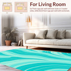 Wavy Aqua Mint Abstract Lines Rug