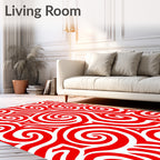 Crimson Abstract Swirl Contemporary Rug