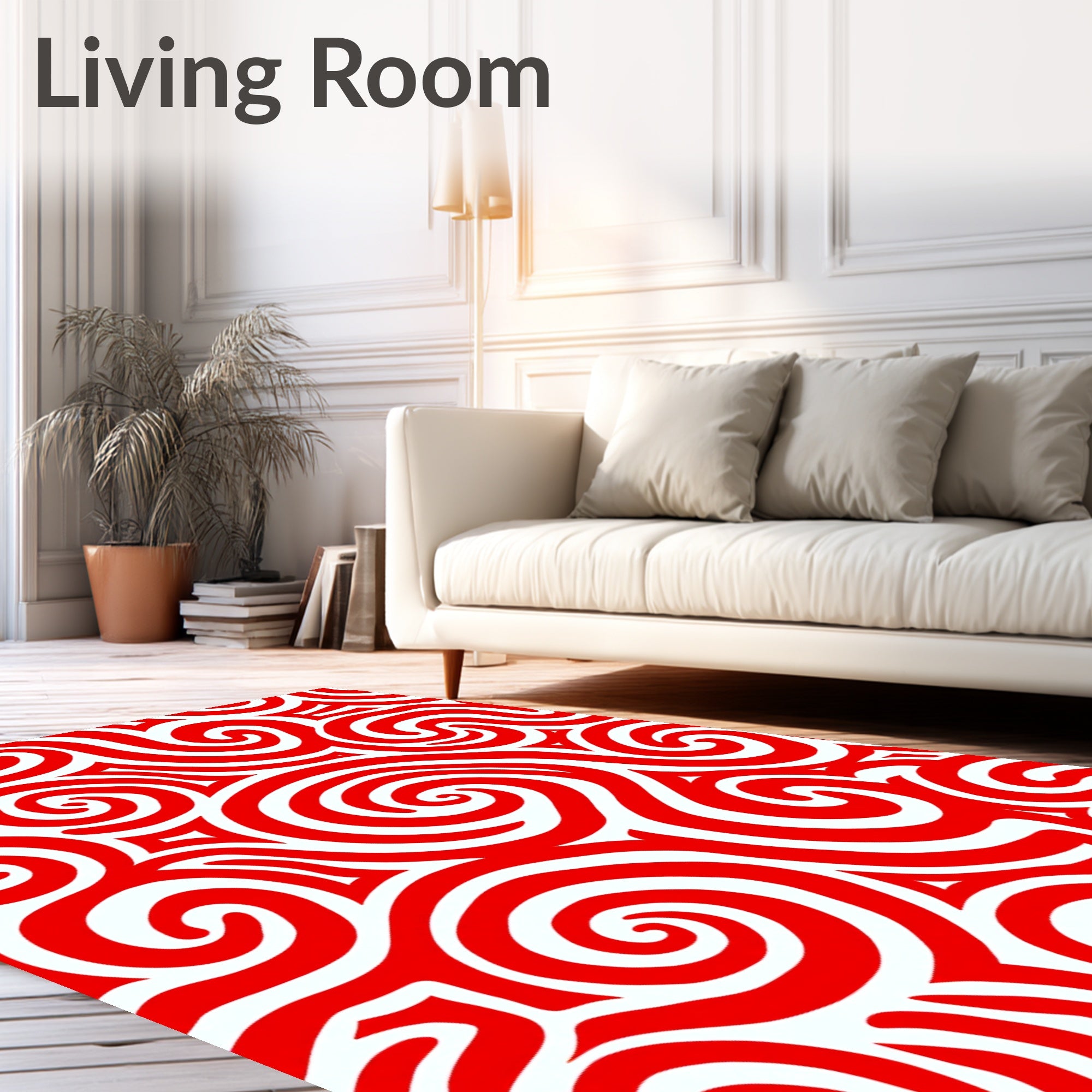 Crimson Abstract Swirl Contemporary Rug