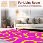 Vibrant Pink Yellow Organic Waves Rug