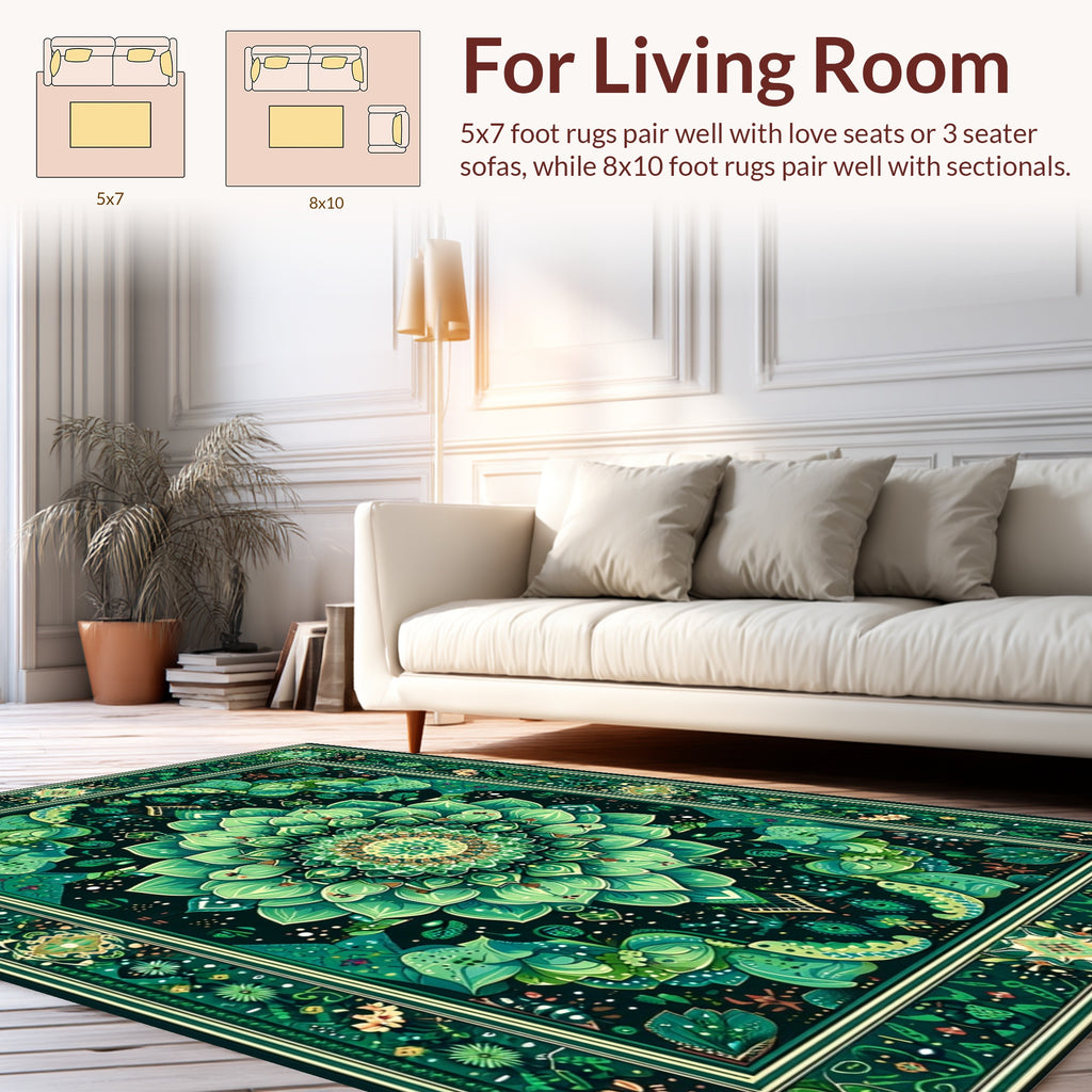 Verdant Floral Mandala Art Rug