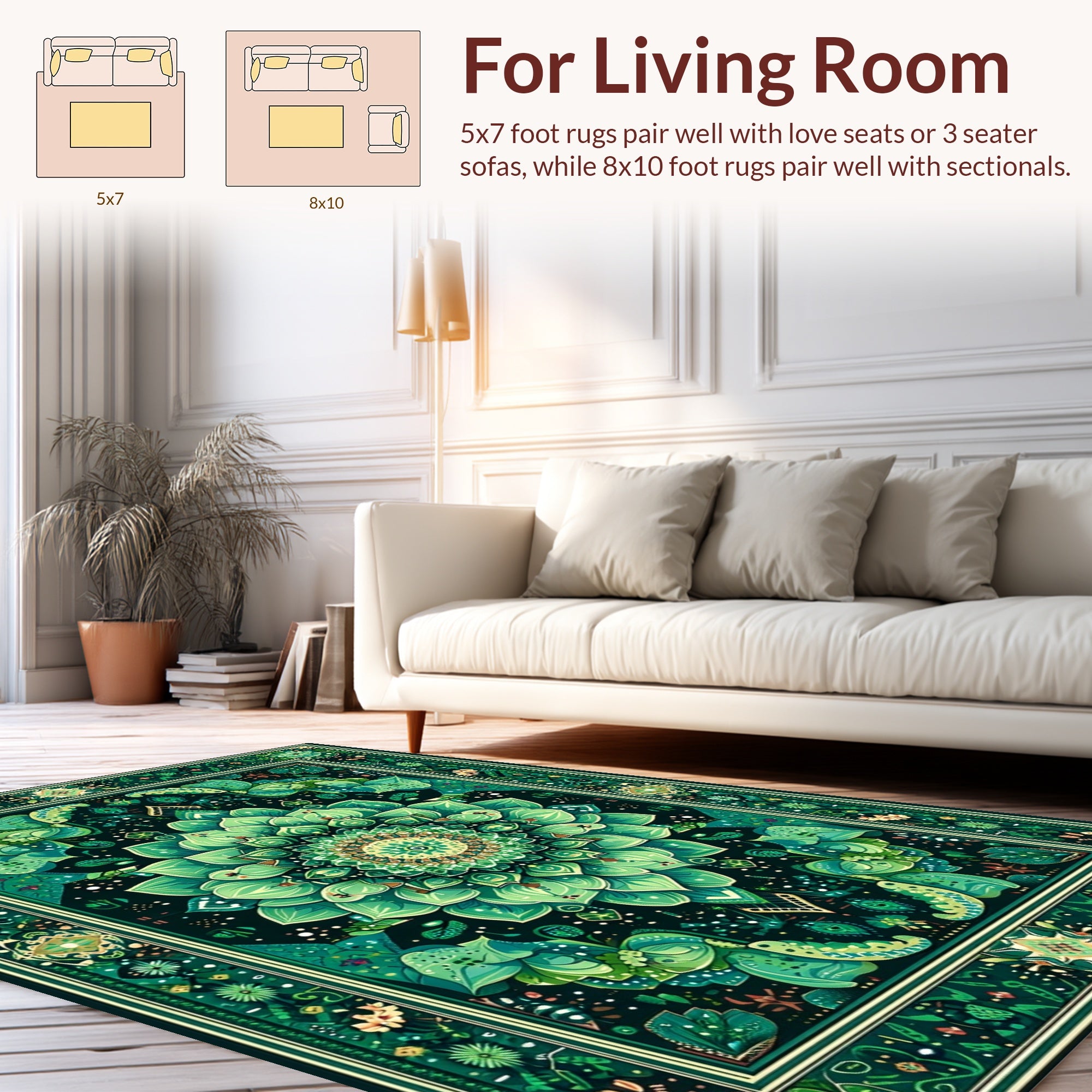 Verdant Floral Mandala Art Rug