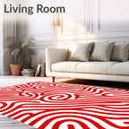Bold Red Winding Organic Lines Rug