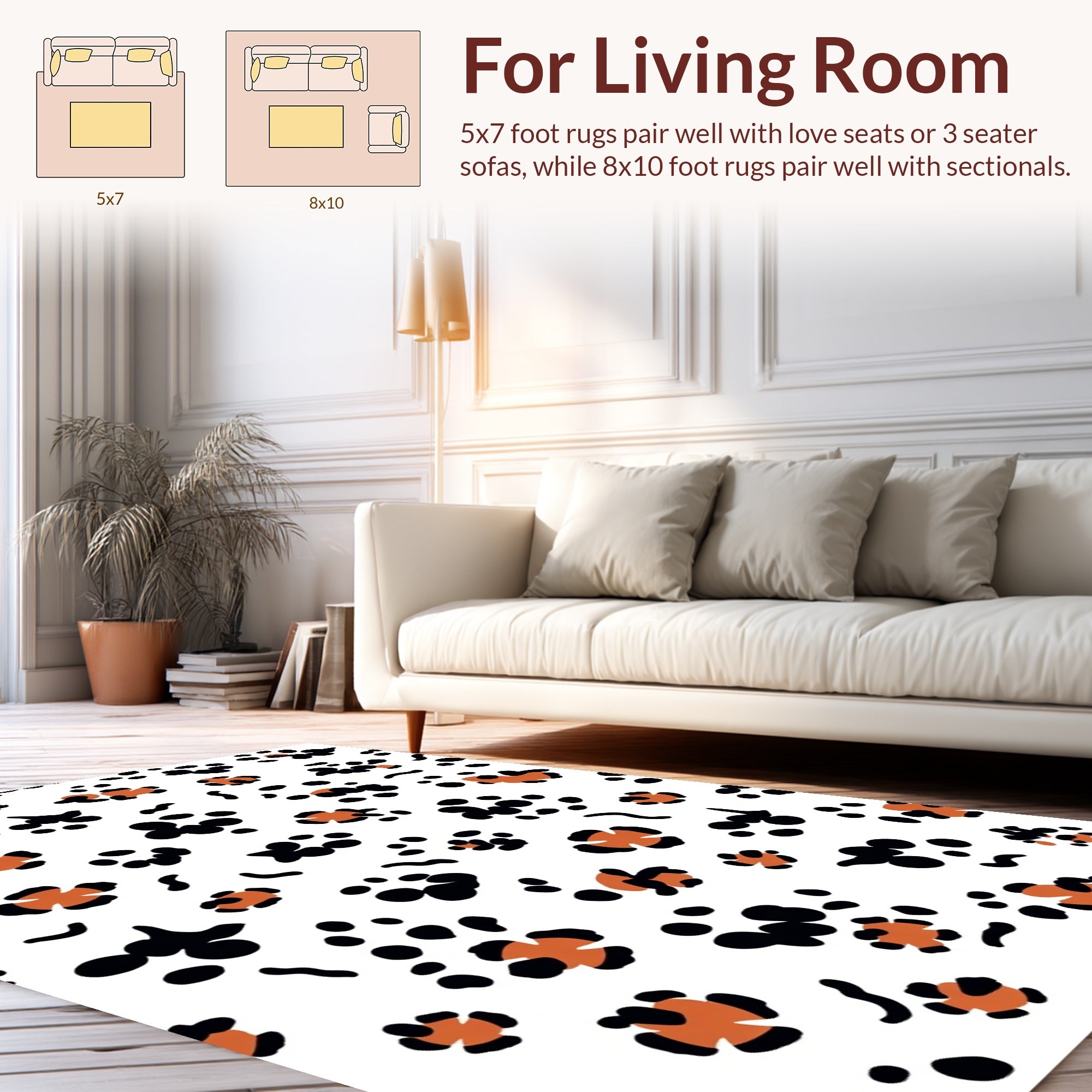 Abstract Spotty Paw Print Pattern Rug