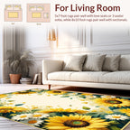 Sunny Sunflower Daisy Garden Pattern Rug