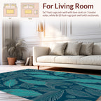 Elegant Teal Feathers Pattern Design Rug