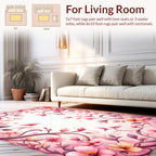 Pink Floral Swirl Vine Pattern Rug