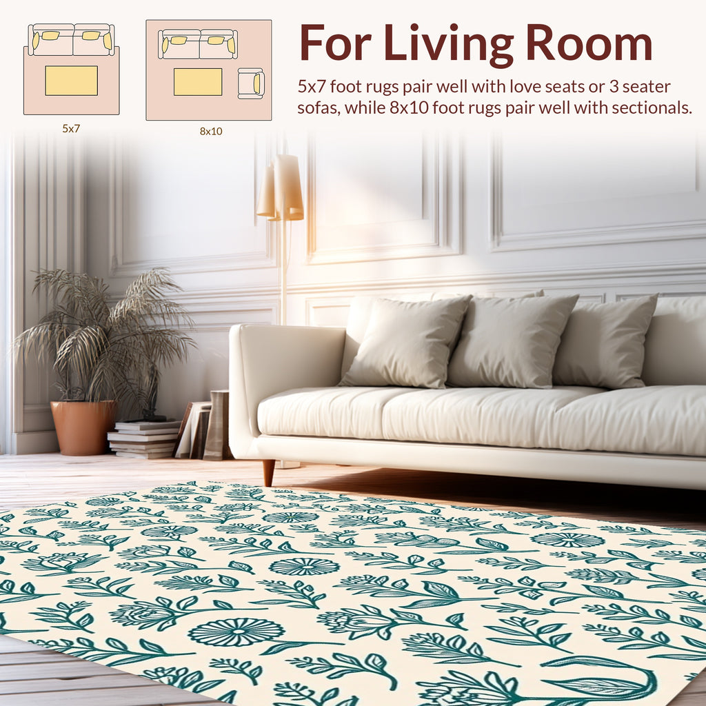 Whimsical Botanical Print Design Rug