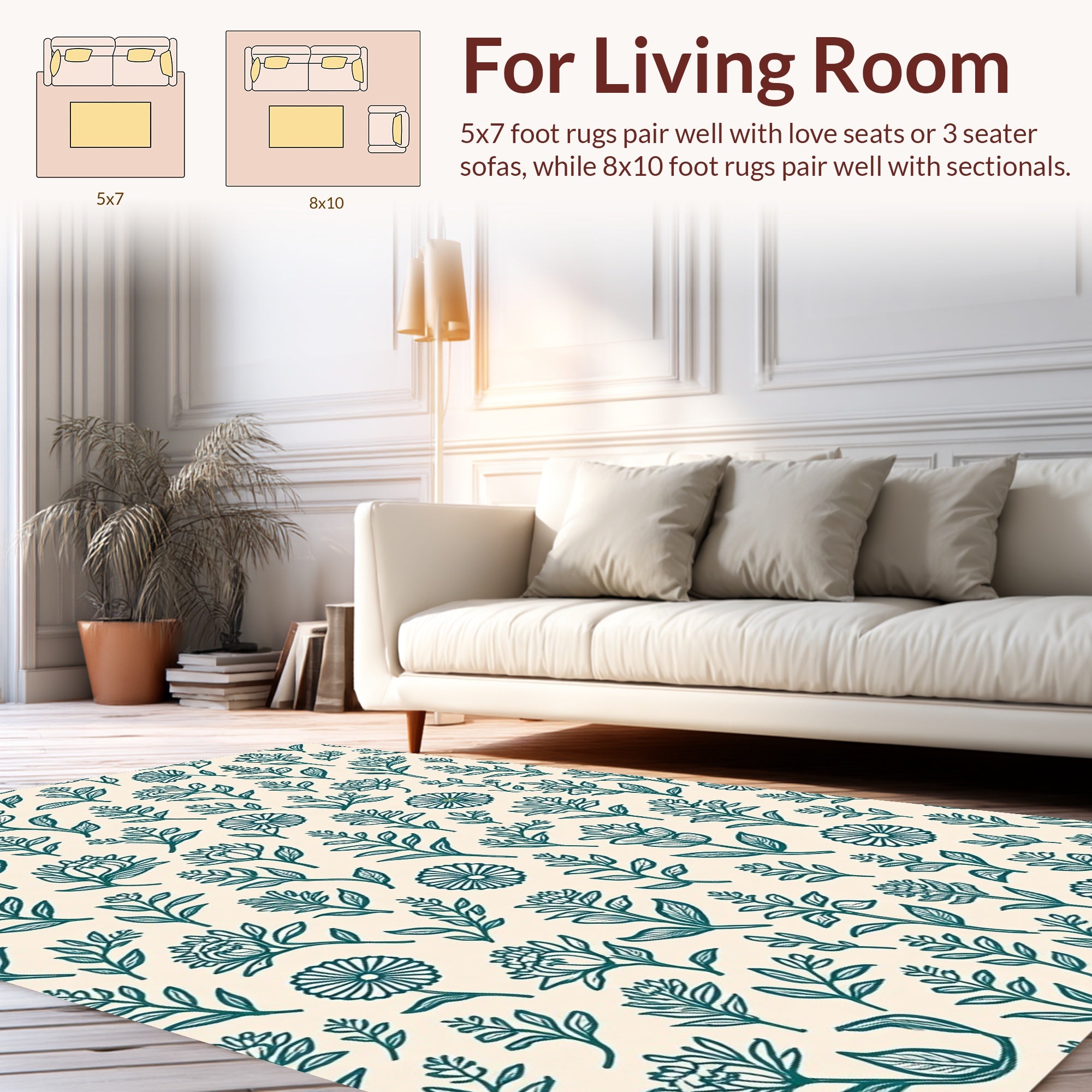 Whimsical Botanical Print Design Rug