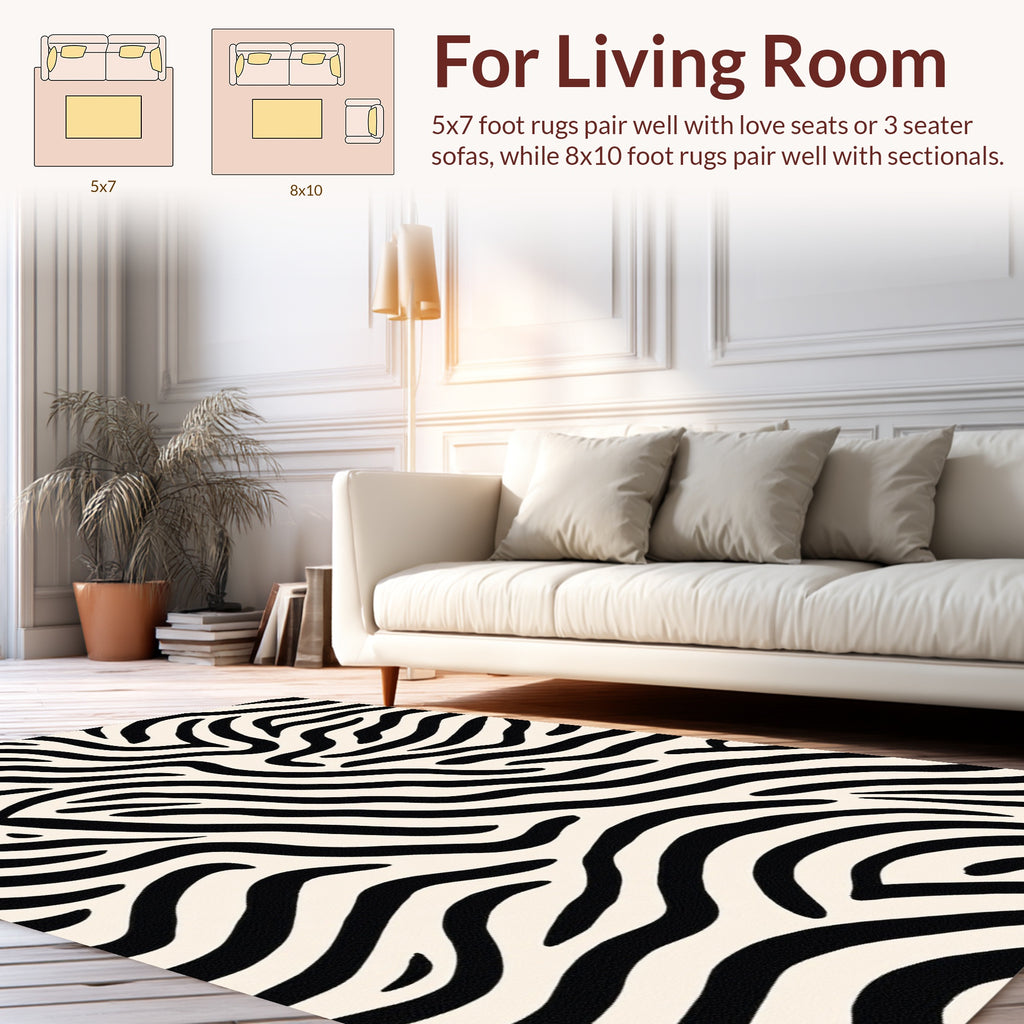 Bold Black White Animal Prints Rug