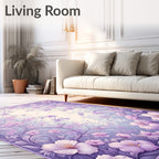 Whimsical Lilac Floral Swirls Rug