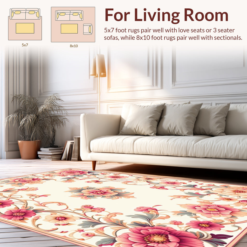 Floral Art Nouveau Inspired Pattern Rug