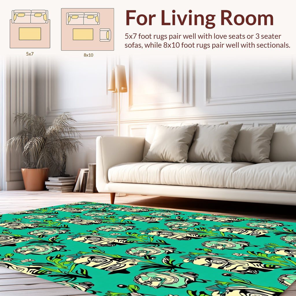 Whimsical Fish Floral Nature Pattern Rug
