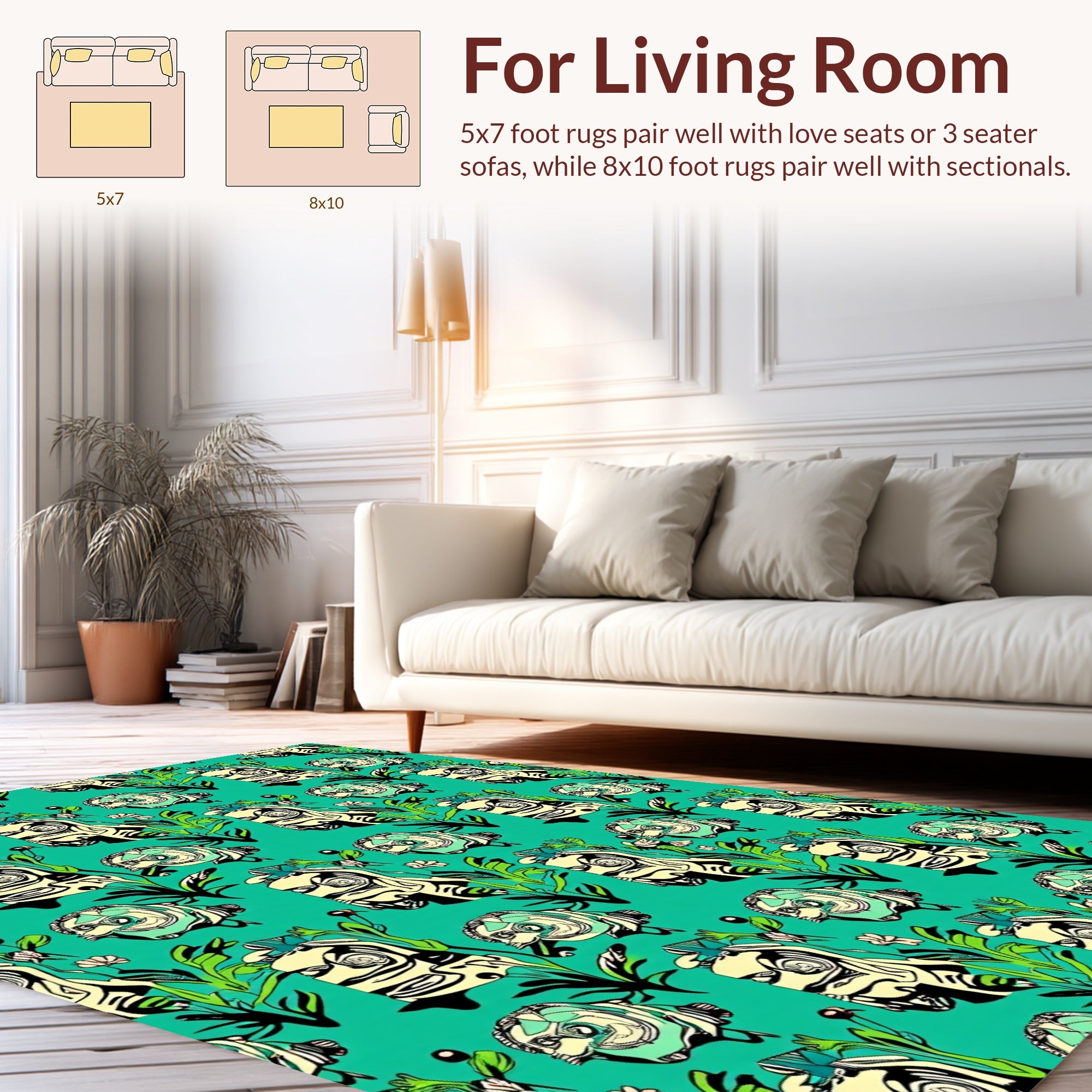 Whimsical Fish Floral Nature Pattern Rug