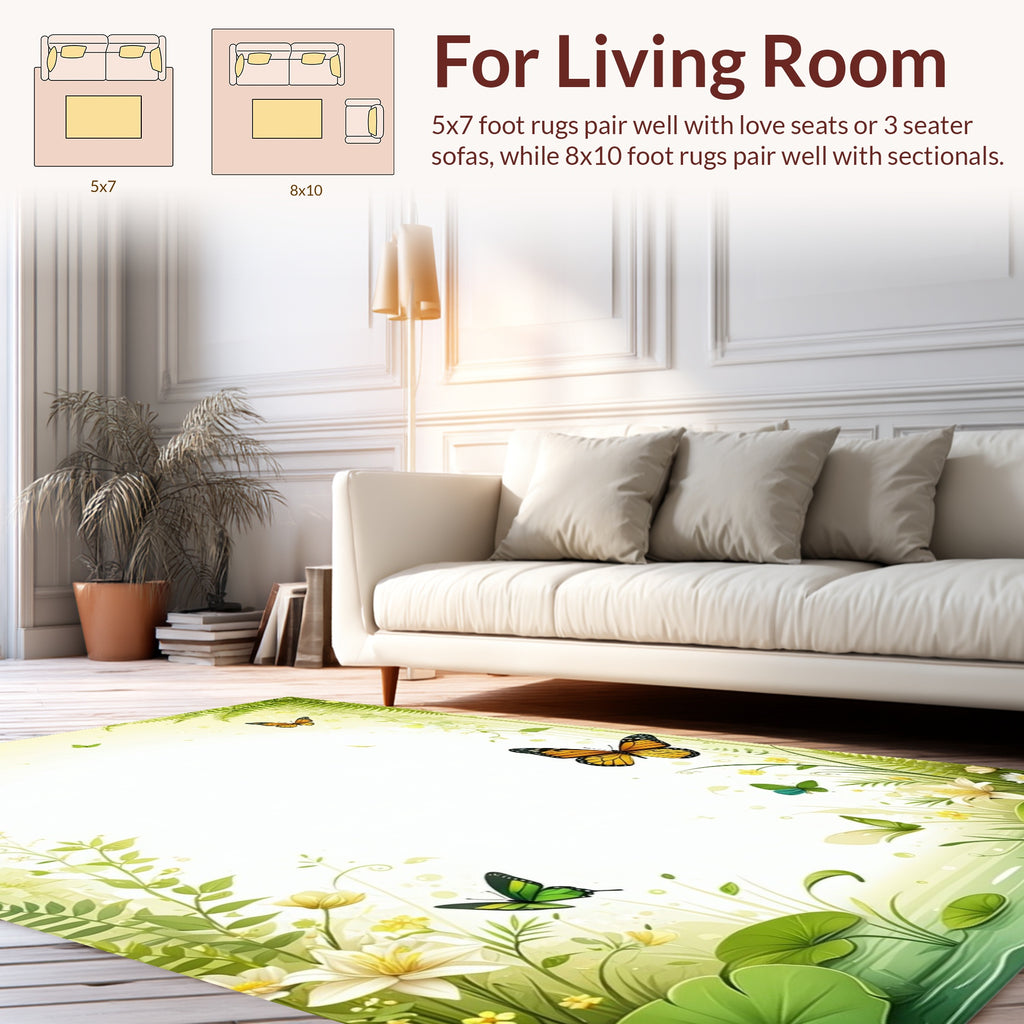 Nature Butterfly Floral Whimsical Design Rug