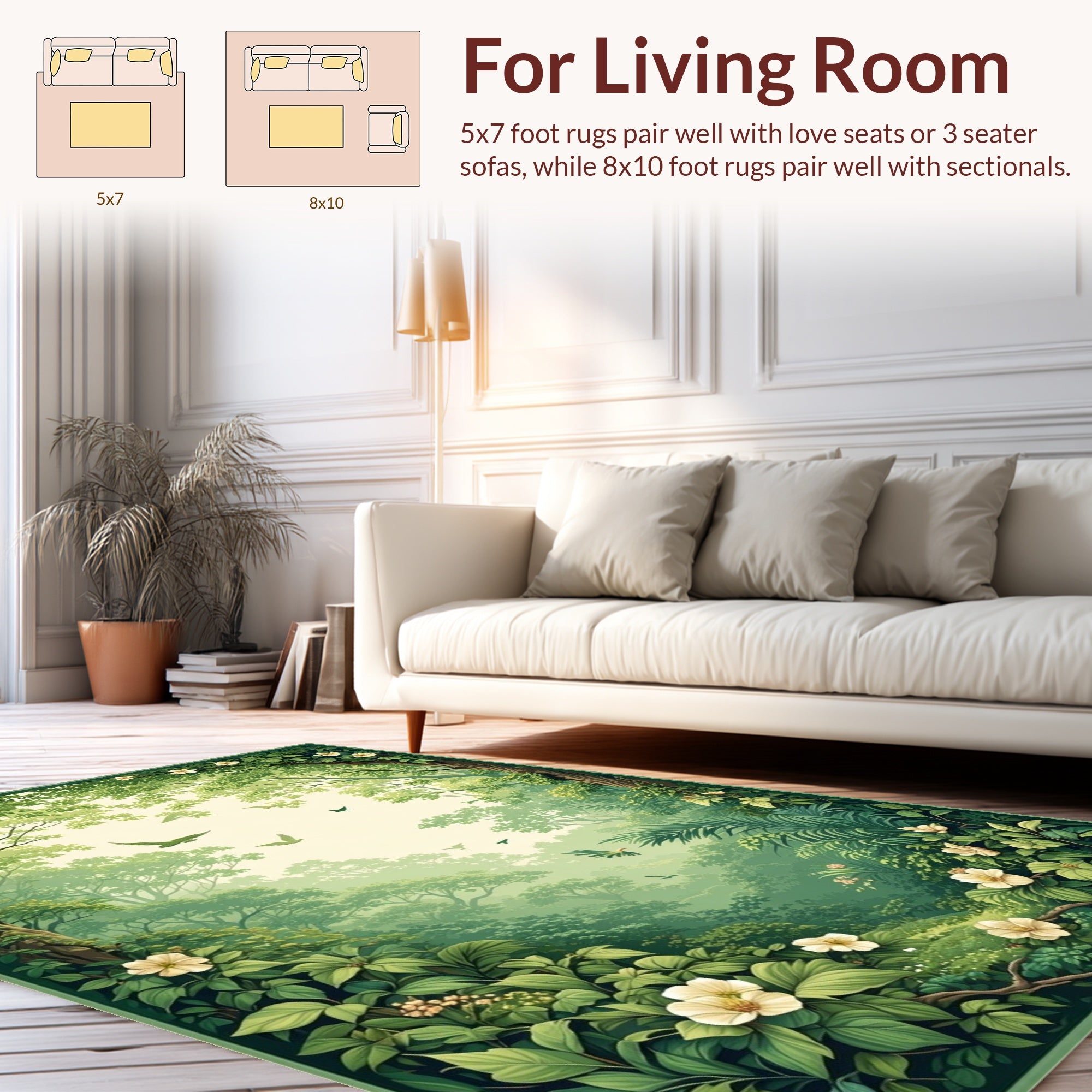 Enchanted Forest Garden With Birds Rug