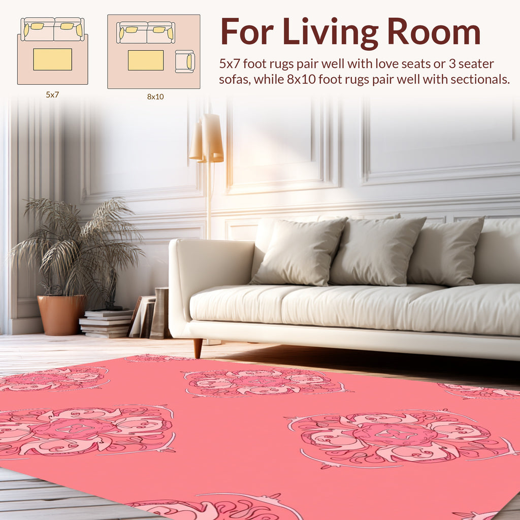 Intricate Mandala Floral Pink Pattern Rug