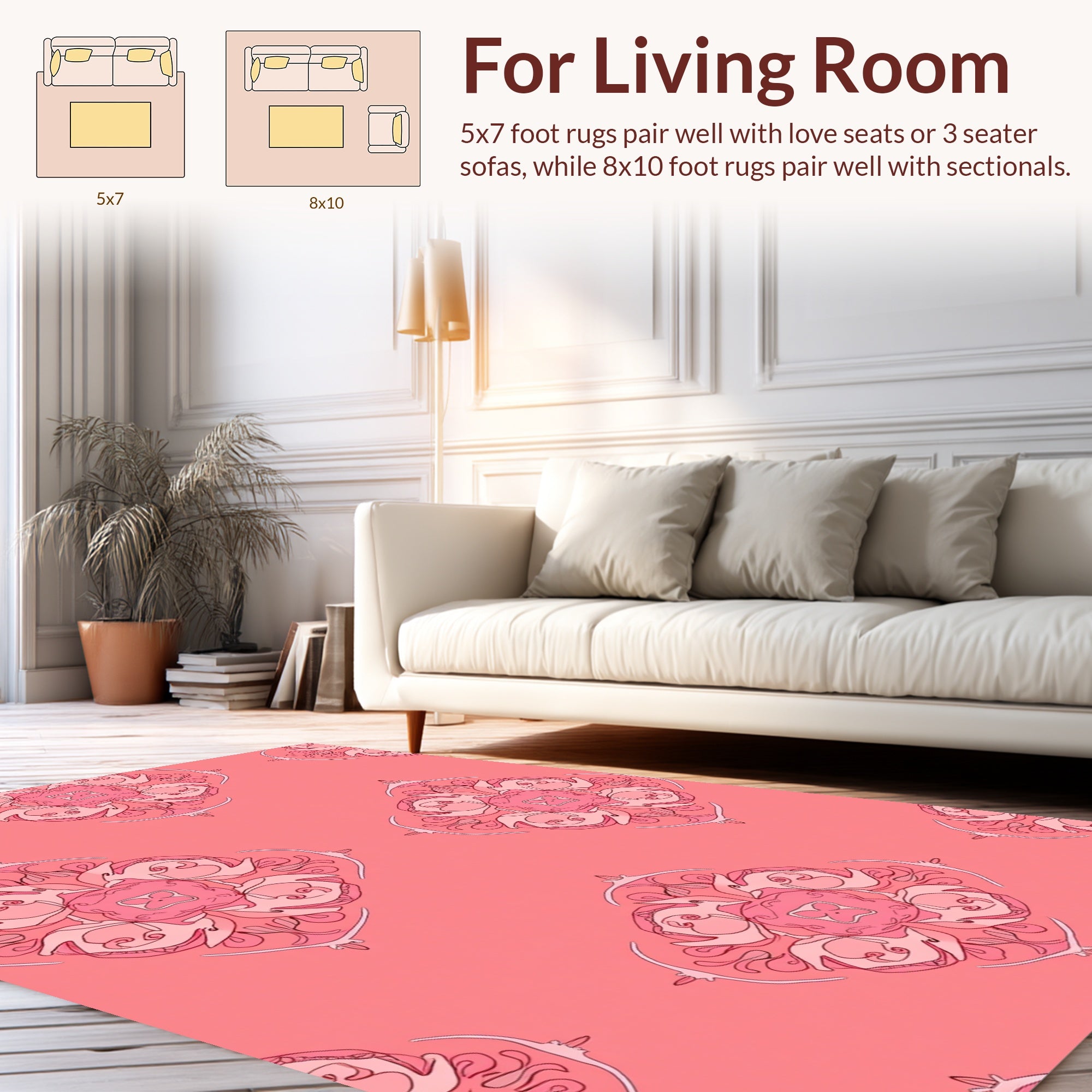 Intricate Mandala Floral Pink Pattern Rug