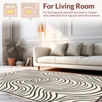 Abstract Black Line Swirl Pattern Rug