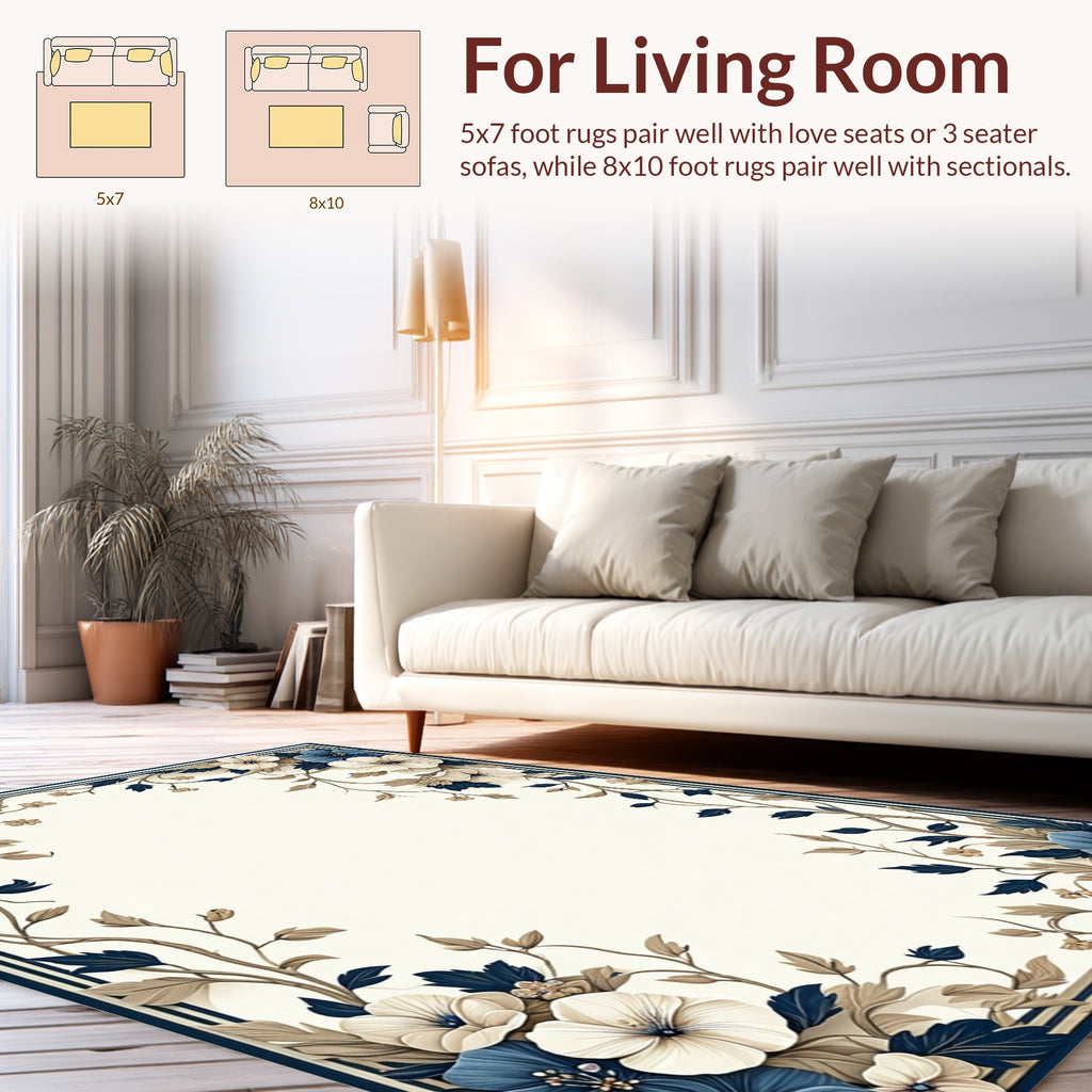 Elegant Floral Vine Border Rug