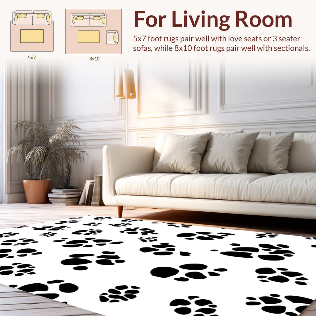 Black White Spotted Animal Pattern Rug