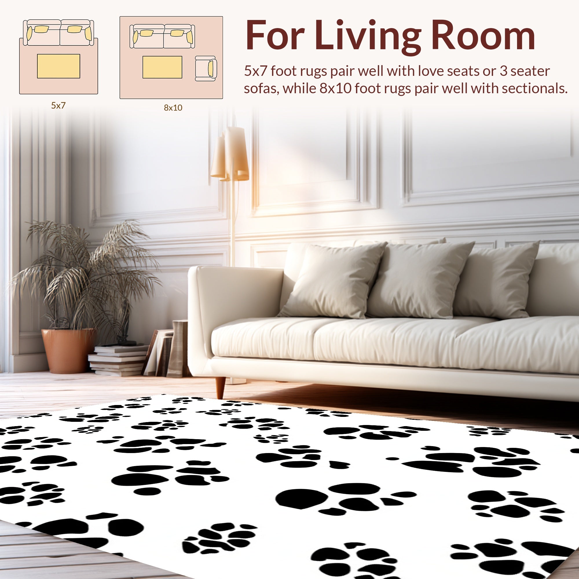 Black White Spotted Animal Pattern Rug