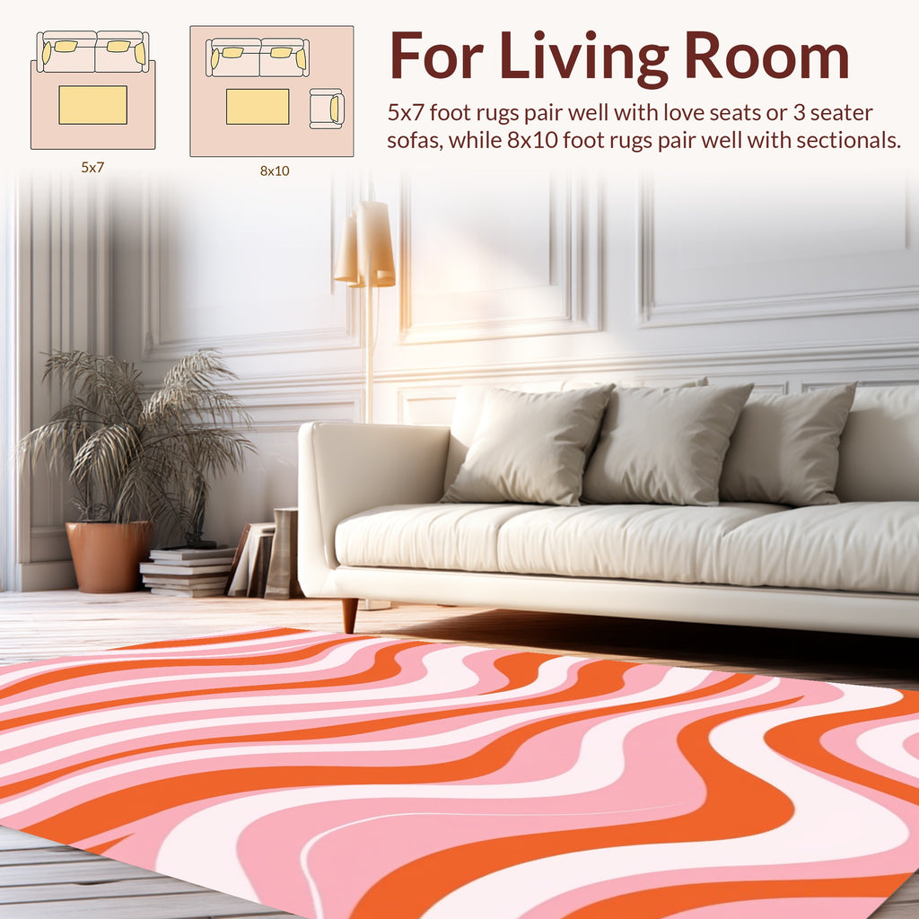 Groovy Swirl Pink Orange Design Rug