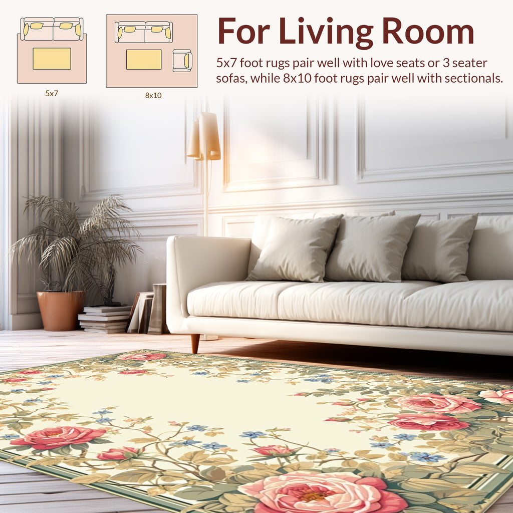 Vintage Floral Rose Vines Rug