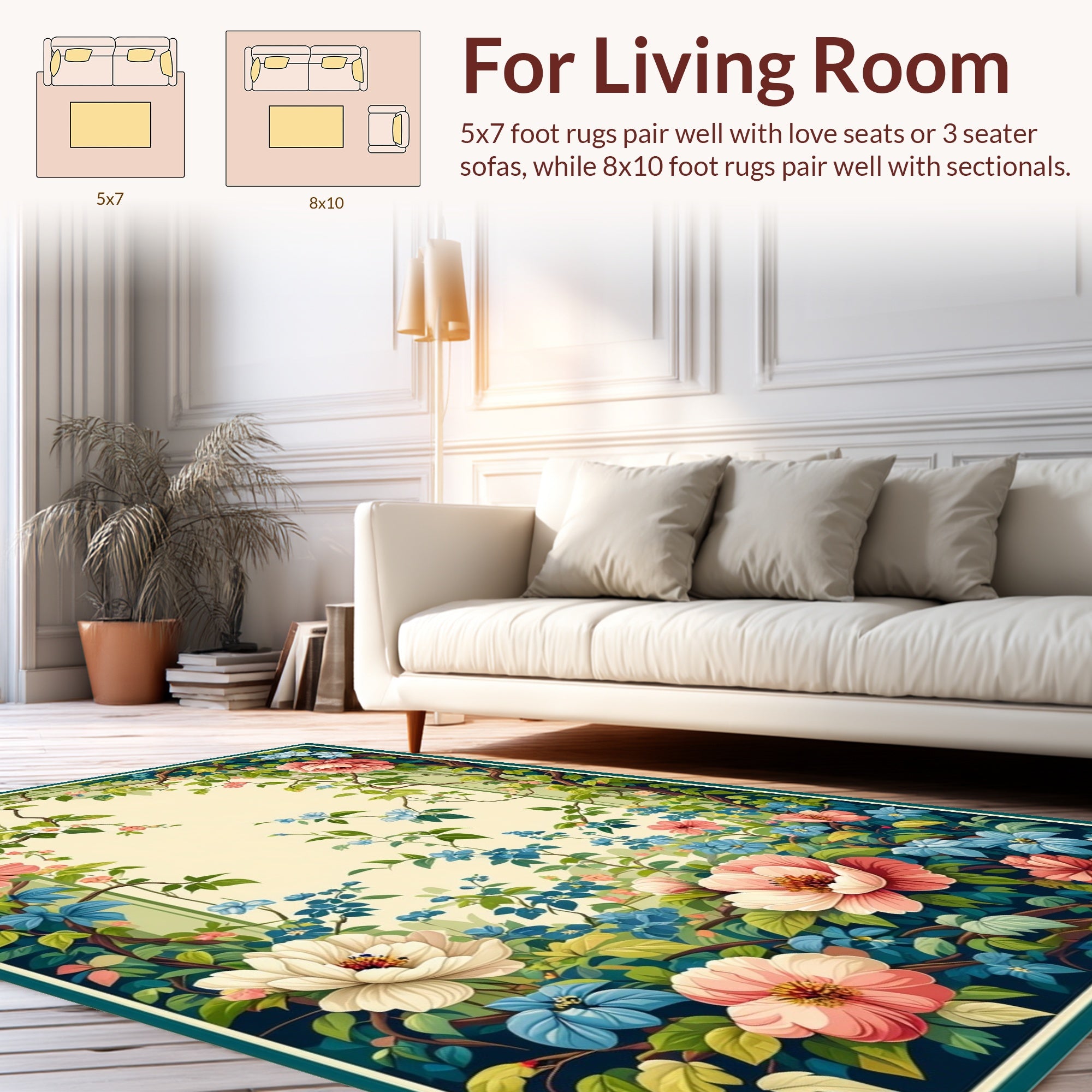 Whimsical Floral Vine Garden Rug