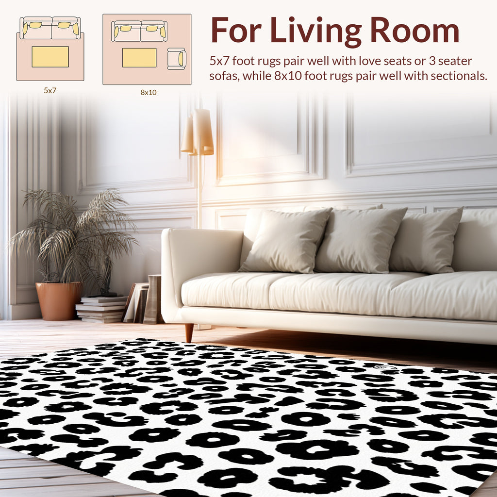 Bold Black Leopard Spots Rug