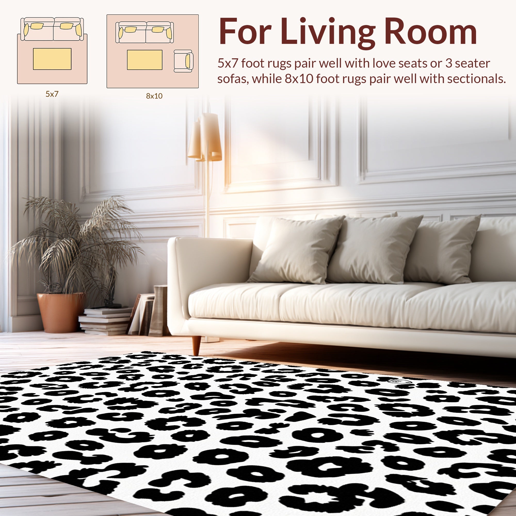 Bold Black Leopard Spots Rug