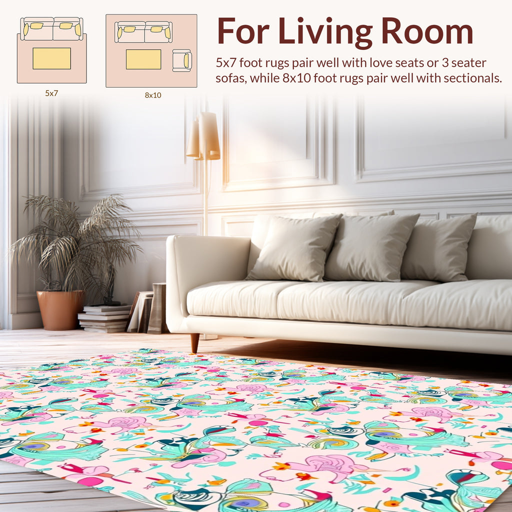 Playful Abstract Floral Pattern Rug