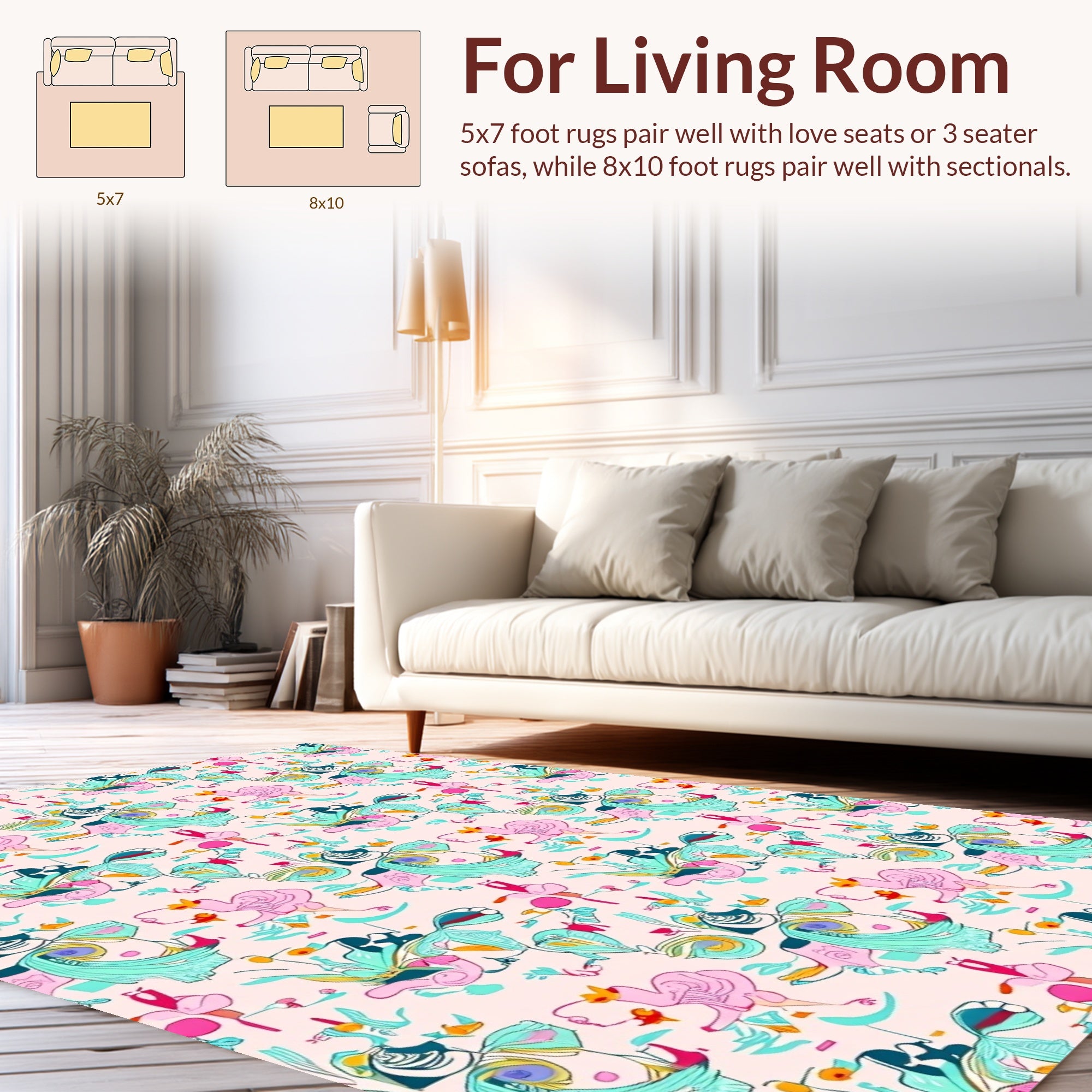 Playful Abstract Floral Pattern Rug