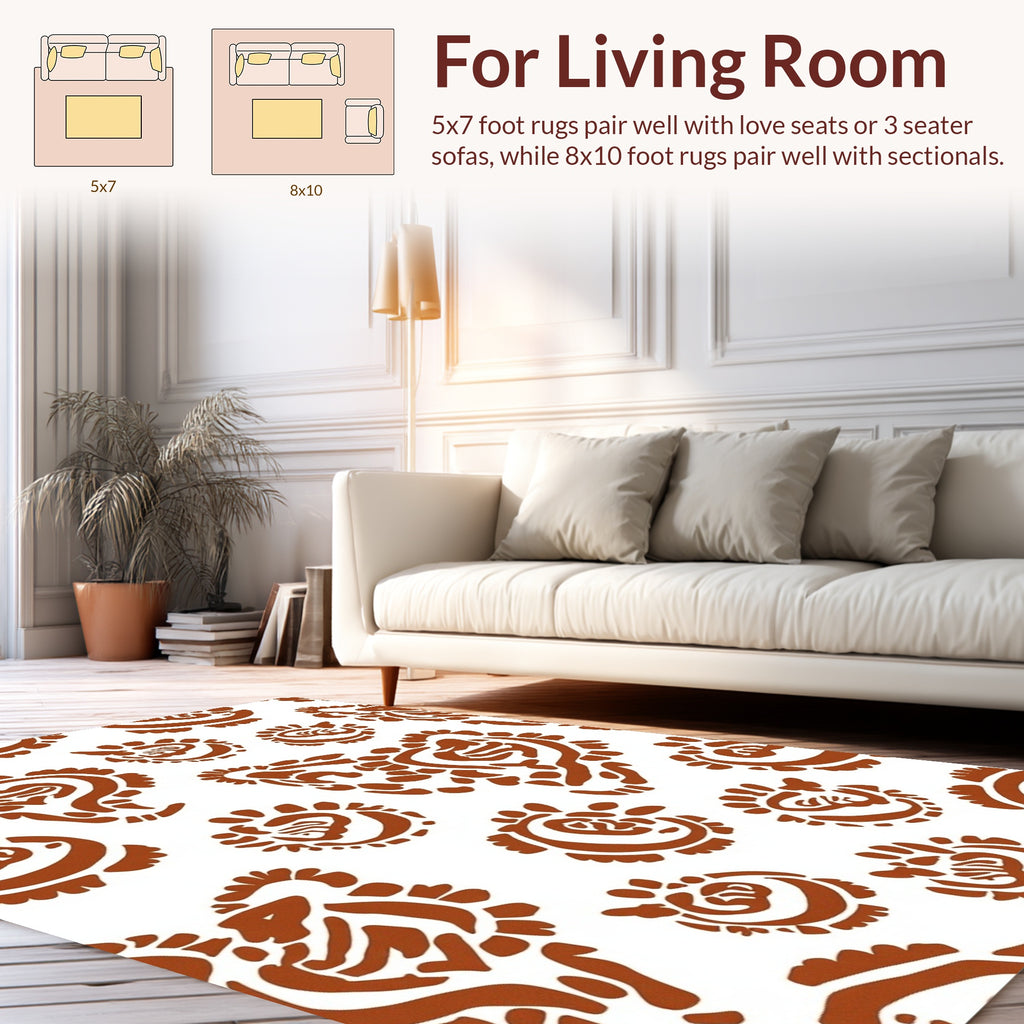 Whimsical Brown Paisley Motifs Rug