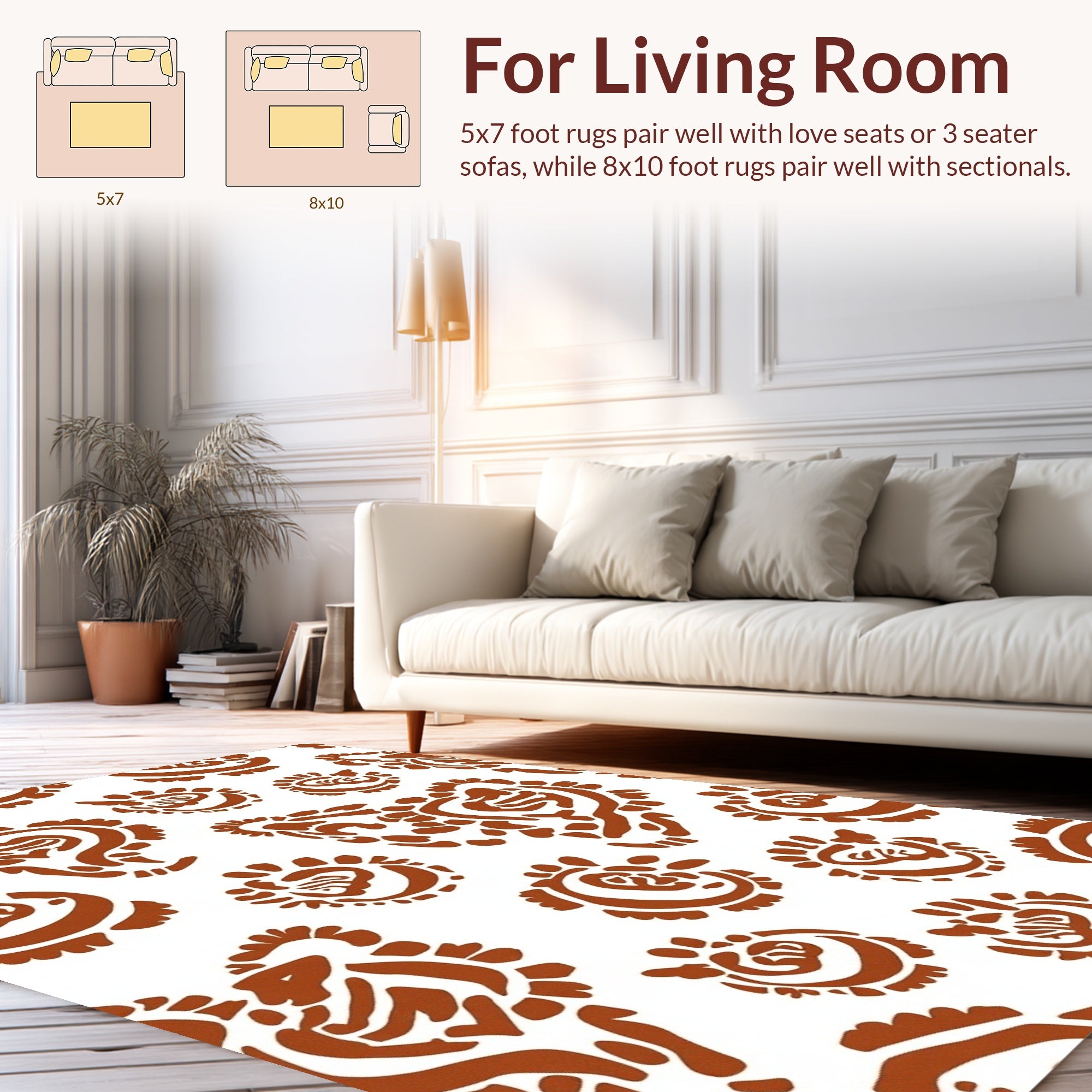 Whimsical Brown Paisley Motifs Rug