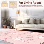 Whimsical Pink Ballet Floral Design Rug