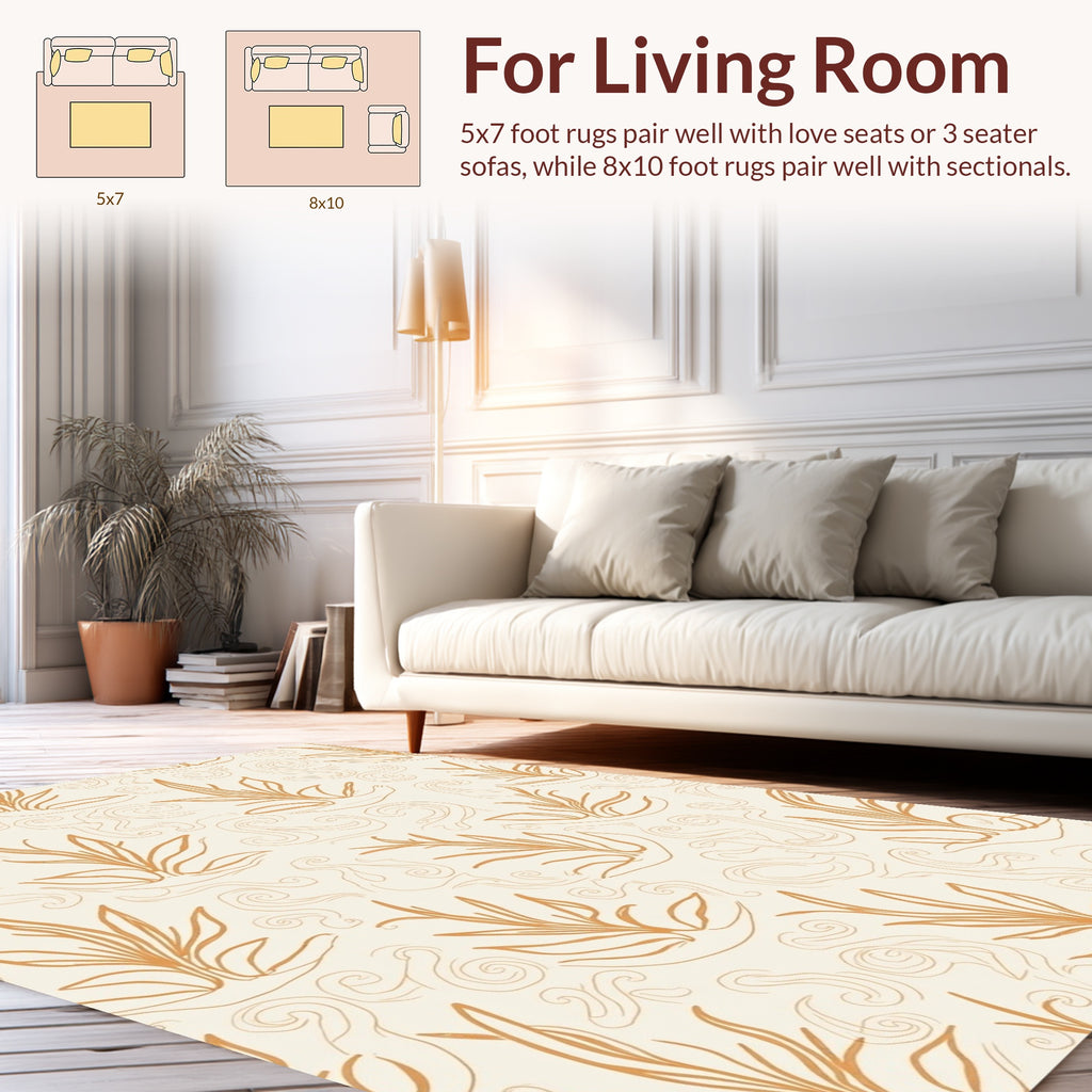 Organic Leaf Scroll Pattern Rug