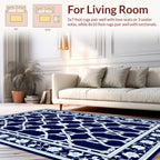 Elegant Blue Floral Lattice Design Rug