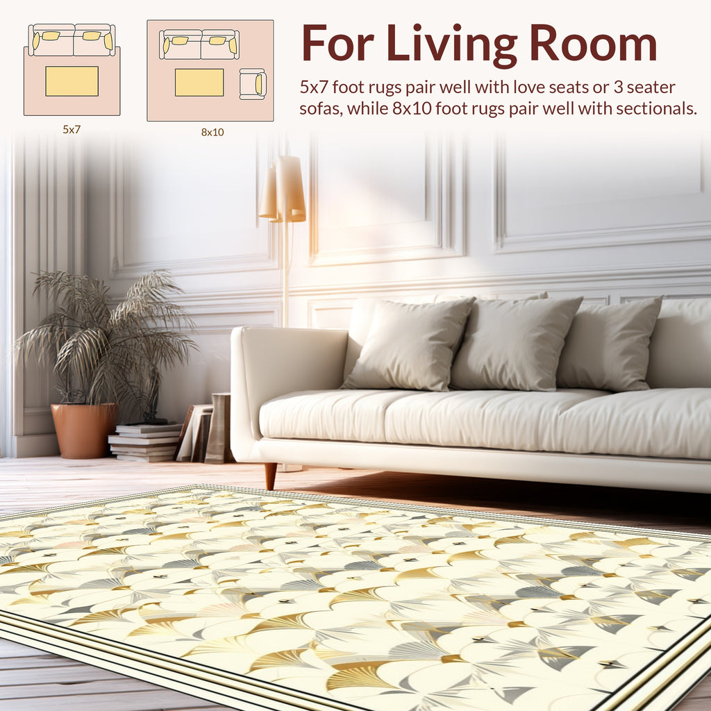 Elegant Geometric Fan Pattern Rug