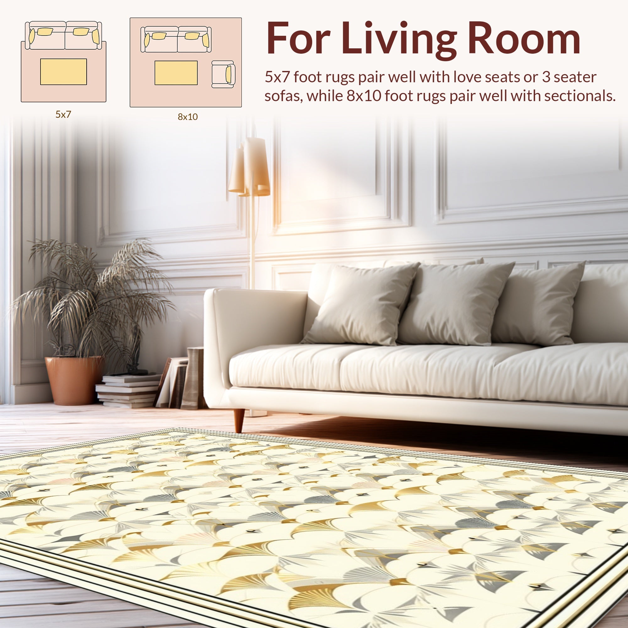 Elegant Geometric Fan Pattern Rug