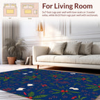 Festive Holly Berry Floral Pattern Rug