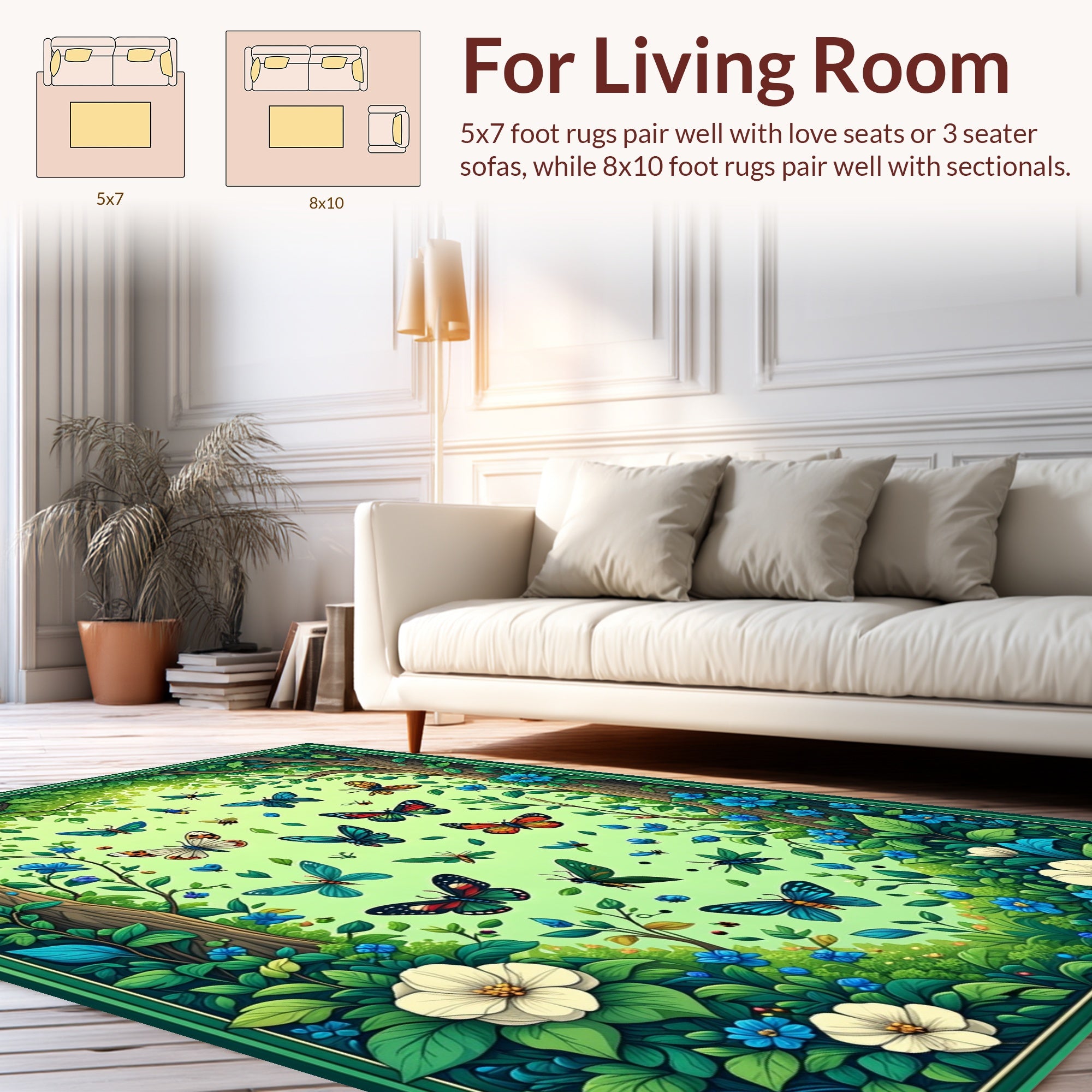 Whimsical Forest Butterfly Ensemble Rug