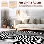 Bold Black White Abstract Pattern Rug