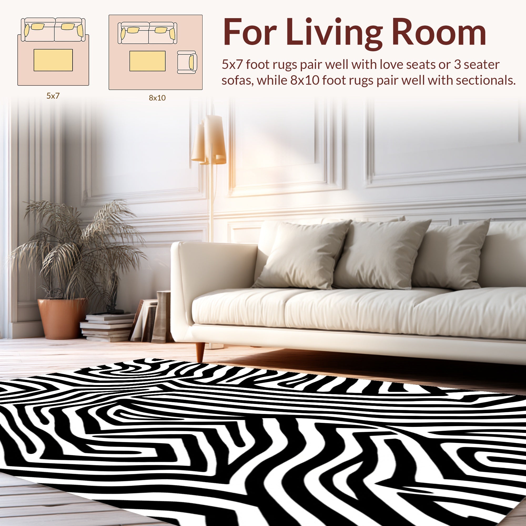 Bold Black White Abstract Pattern Rug