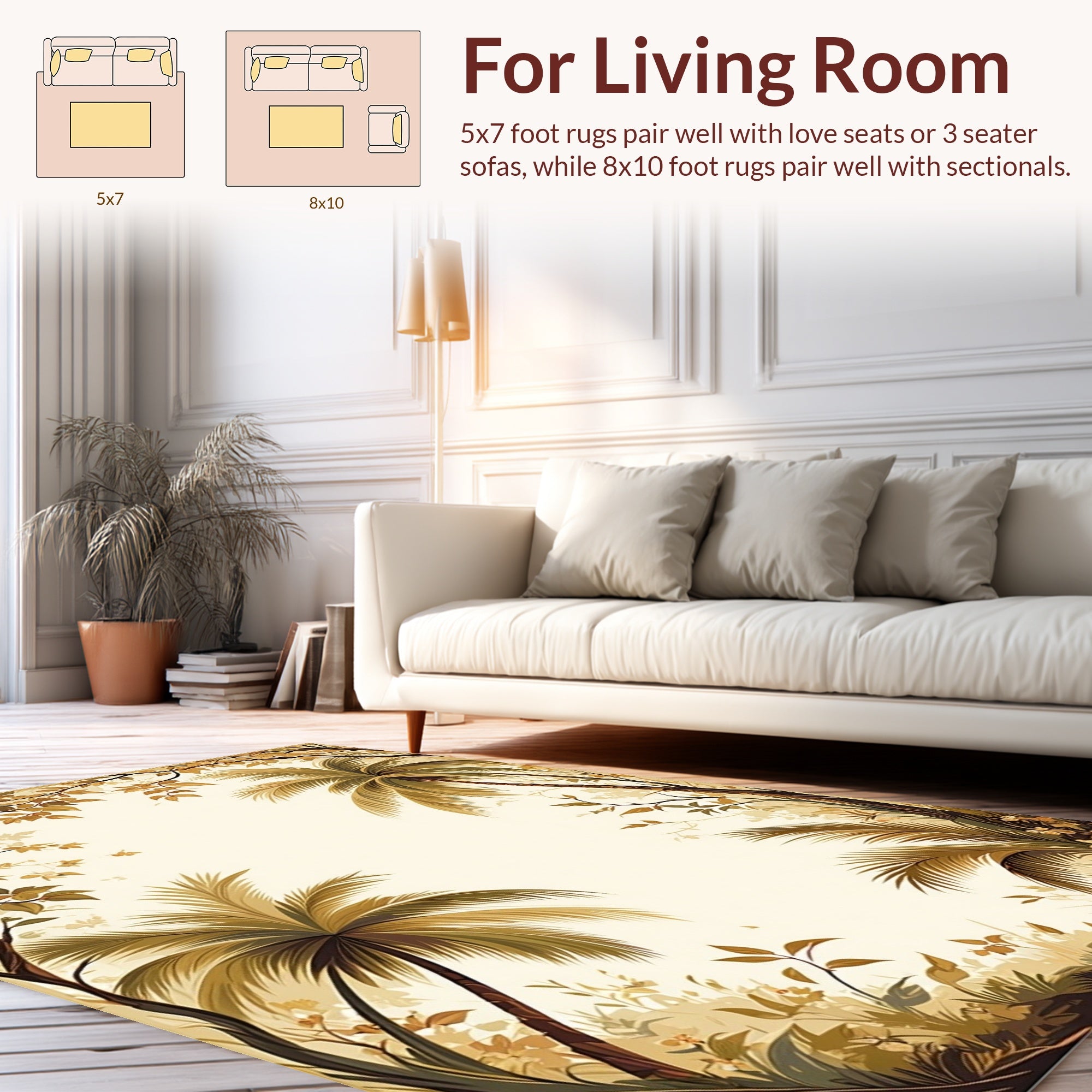 Tropical Palm Tree Floral Design Rug