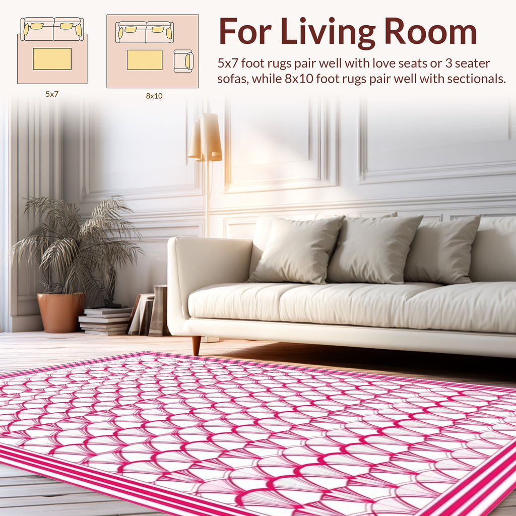 Art Deco Pink Scallop Pattern Rug