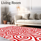 Crimson Curving Lines Rug